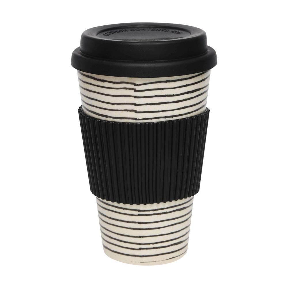 Back to Earth Home Stop Modern Raid Striped Travel Mug (Black and White, Free Size)
