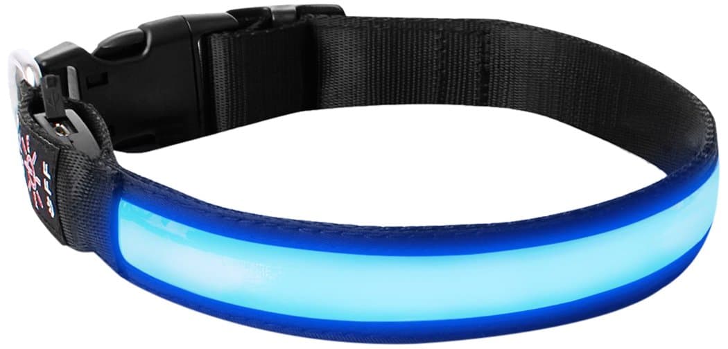LED Dog Collar, USB Rechargeable Waterproof Neck Collar Reflective Flashing Collar Adjustable Size Light up Night to Keep Your Dog Visible and Safe
