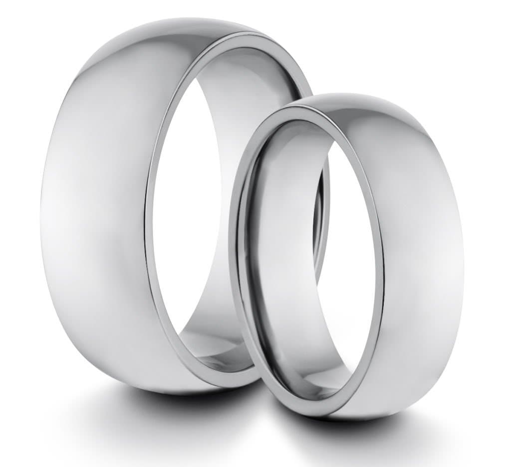 His & Her's 8mm/6mm Titanium Polished Classic Styled Comfort Fit Wedding Band Ring Set (Available Sizes Z+2-14 Including Half Sizes)