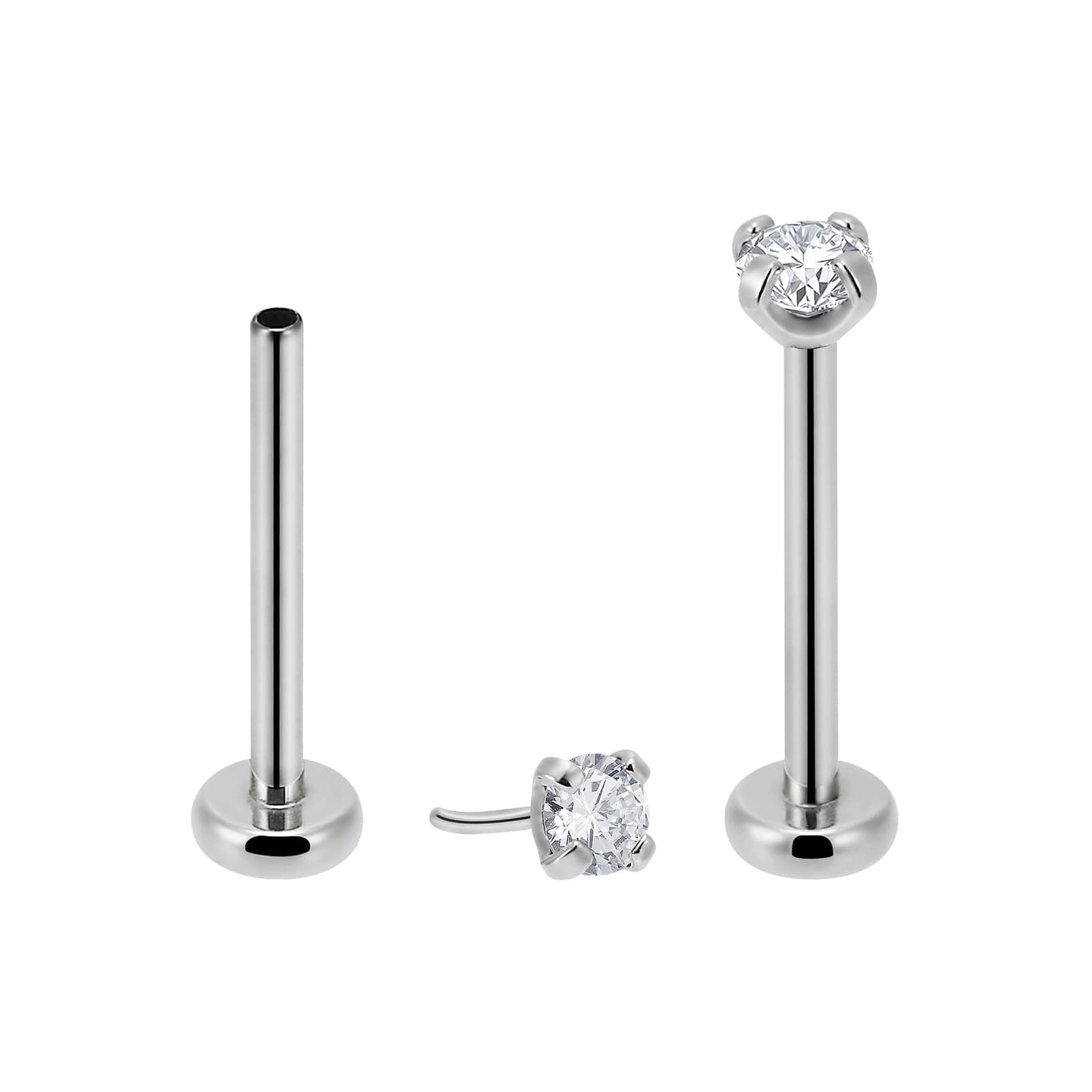 20g/18g/16g G23 Titanium Press Fit Threadless Push Pop in Labret Lip Monroe Tragus Earring Stud Piercing