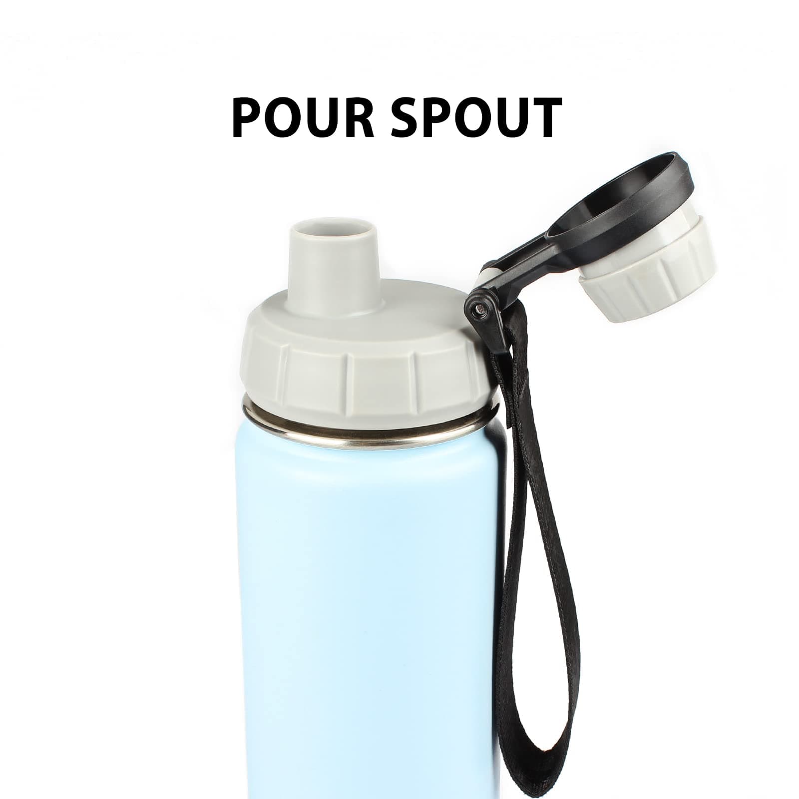 2-Pack Wide Mouth Replacement Lids Fit Hydro Flask, Simple Modern, Takeya, Iron Flask and Most Stainless Steel Sports Water Bottles - 1 Black + 1 Grey