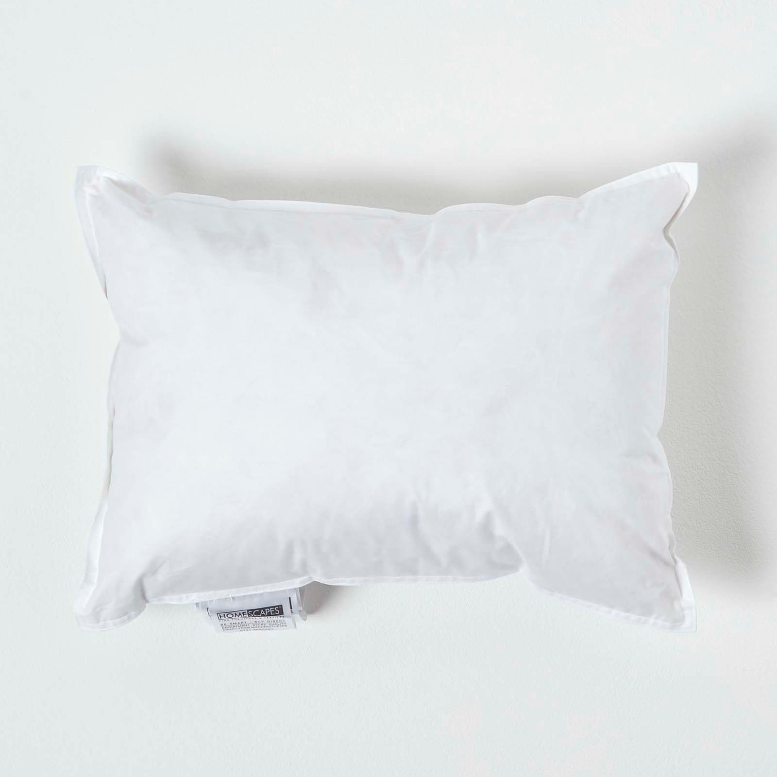 HOMESCAPES Luxury New White Feather Cushion Pad Insert Inner 12"x16" (30x40cm) - 100% Natural Cotton Anti Dust Mite and Down Proof Cover - Double Stitched