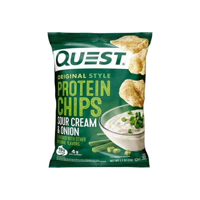 Quest Nutrition Sour Cream & Onion Protein Chips, Low Carb, Gluten Free, Potato Free, Baked, Pack of 8