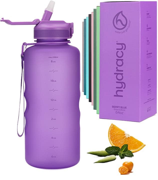 Hydracy Water Bottle with Straw and Time Marking, 2 Litre Water Bottle, BPA-Free Drinking Bottle, Leak-Proof Sports Bottle, Condensation-Free for Sports and Outdoor Use