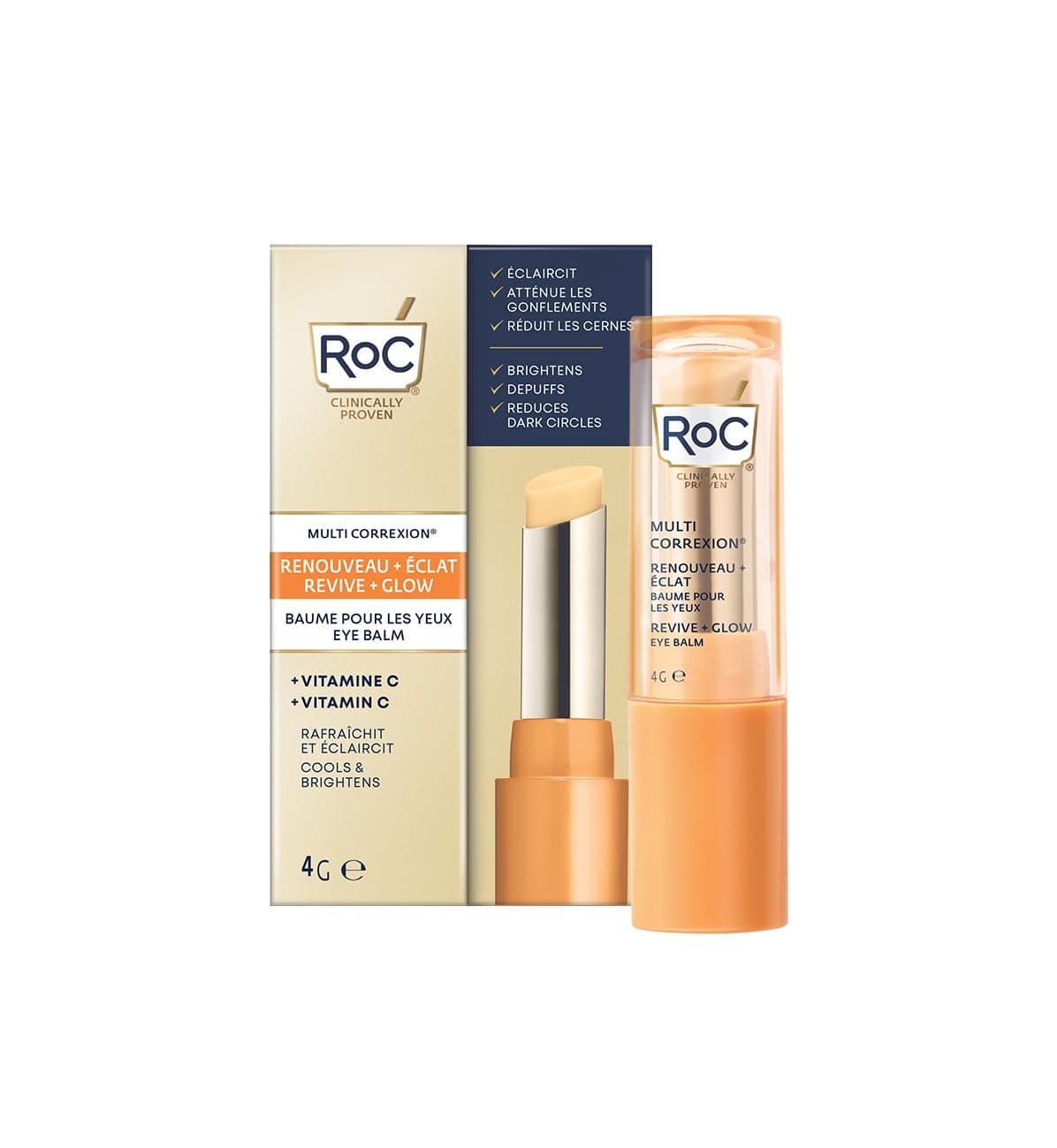 RoC Multi Correxion Revive + Glow Eye Balm, Vitamin C + Peptide Formula, Dark...