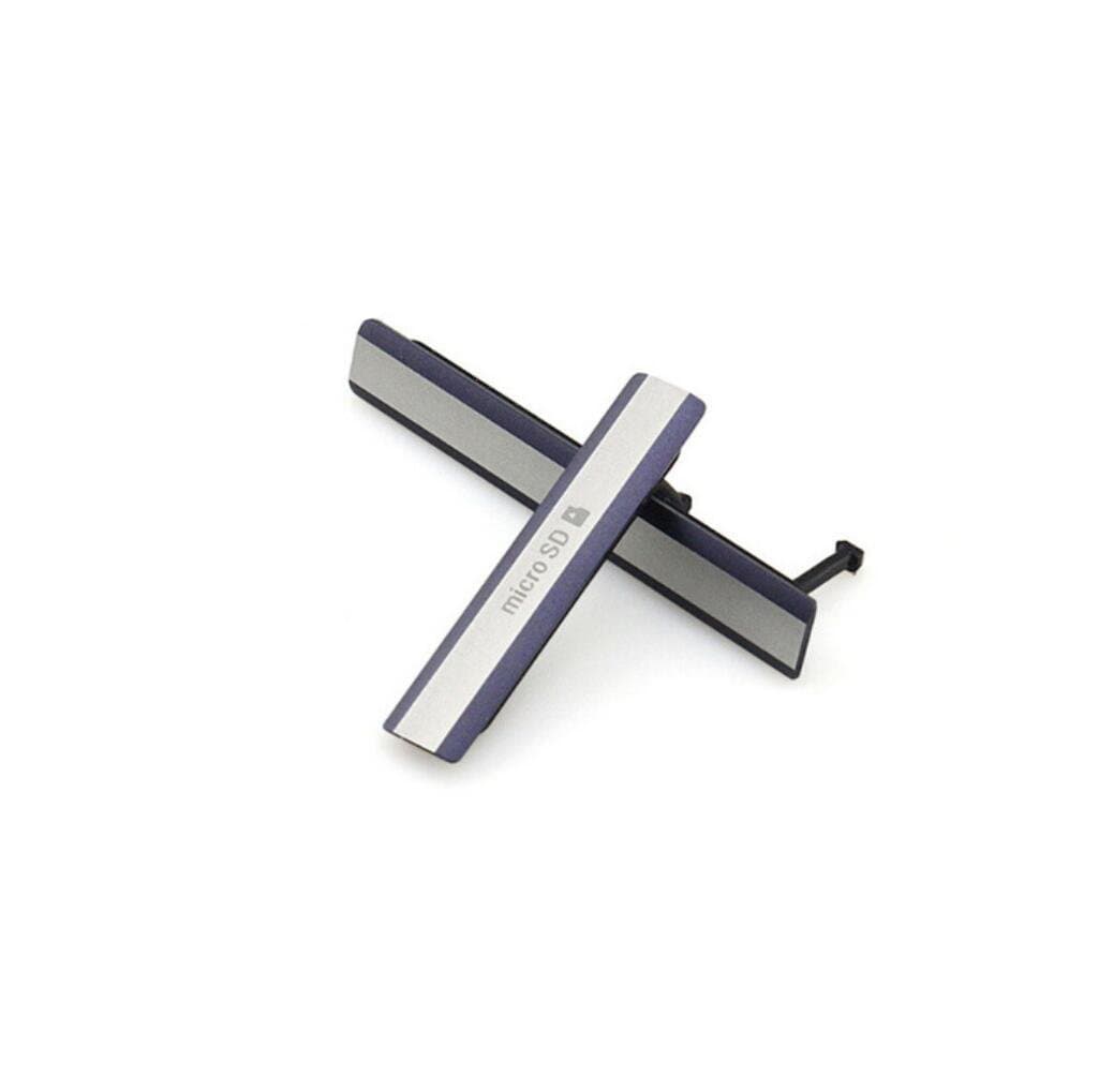 Purple Water-Proof Charging Port Micro USB Sim Card SD Memory Card Slot Port Cover For Sony Xperia Z2 D6502/3 (Plug Set (Black))