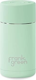 Ceramic Reusable Cup - Travel Coffee Mug, Stainless Steel Coffee Cup, Insulated Tumbler - Push Button Lid - 12oz - Mint Gelato