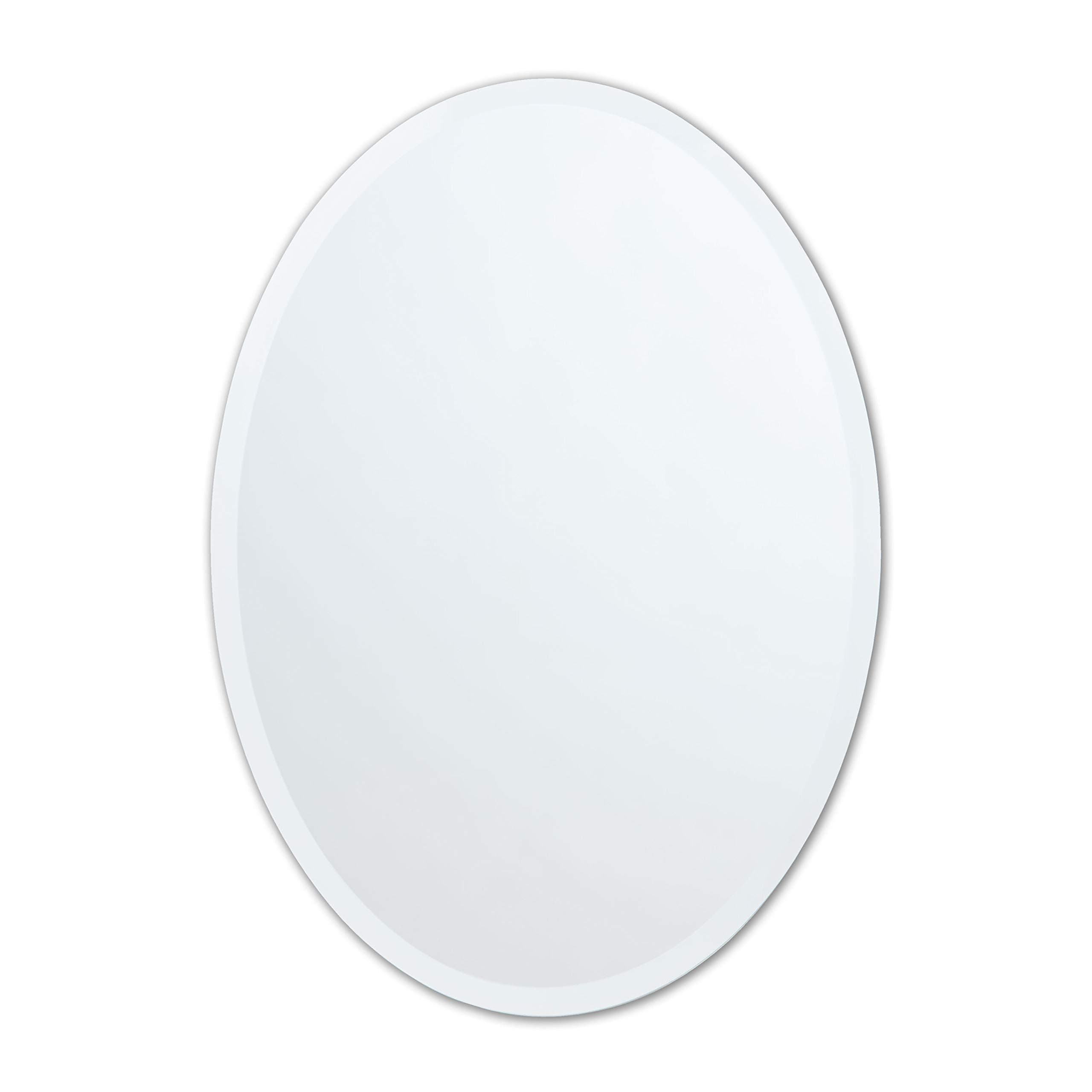 Better Bevel Frameless Oval Mirror, 20" x 27" Bathroom Wall Mirror w/Beveled Edge