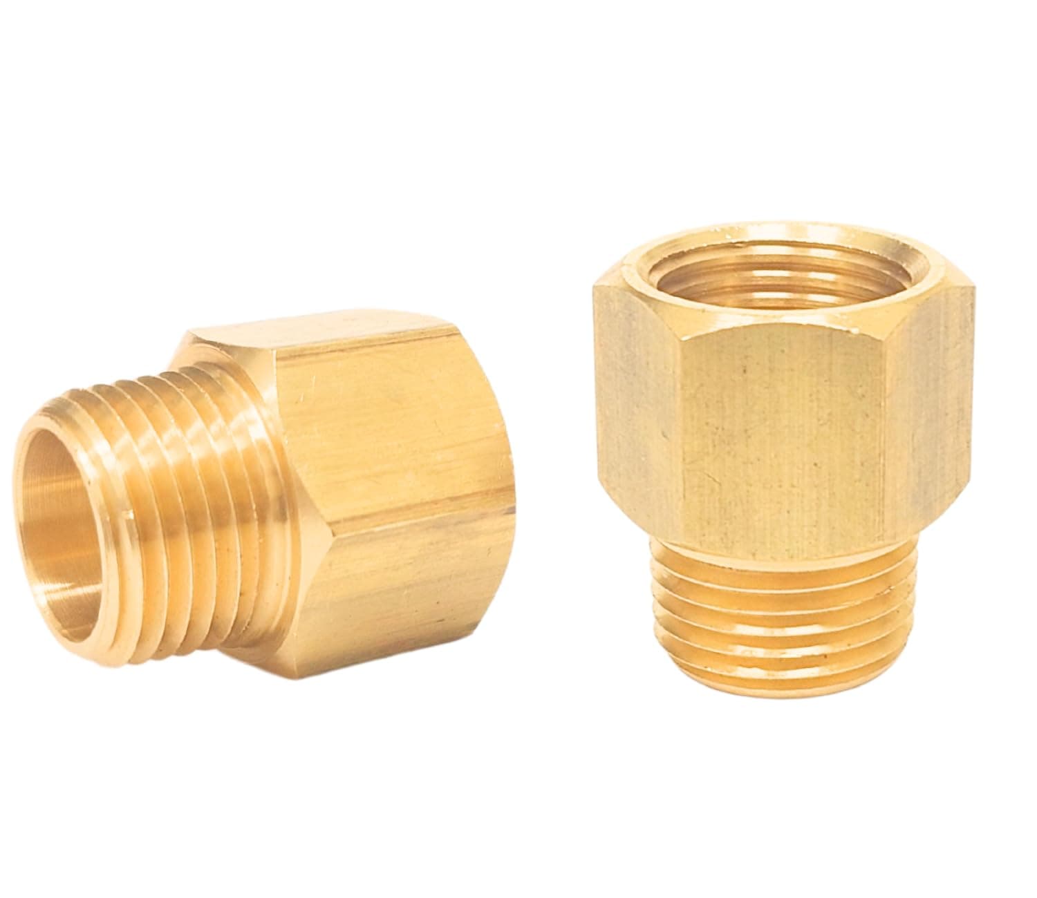 T TANYA HARDWARE Brass Fitting Reducer Adapter, 1/2 Inch NPT Male to 1/2 Inch NPT Female, Male to Female Pipe Adapter, Brass Pipe Extension Fittings, 3/4" OD × 3/4" ID, Pack of 2
