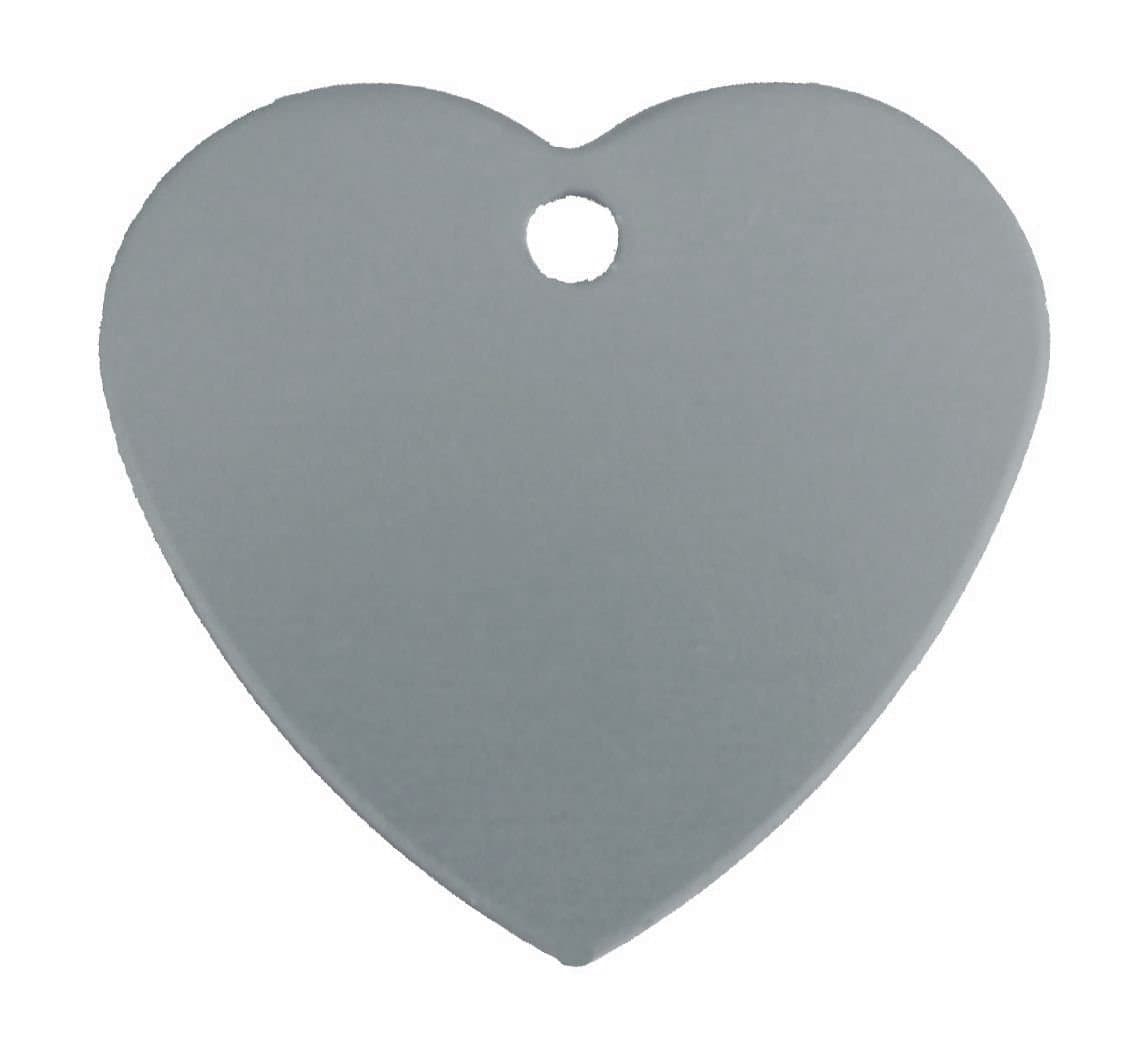 10 Bulk Wholesale Blank Heart Shape Premium Pet Id Tag, 9 Colors, 2 Sizes to Choose from (Silver, Large)