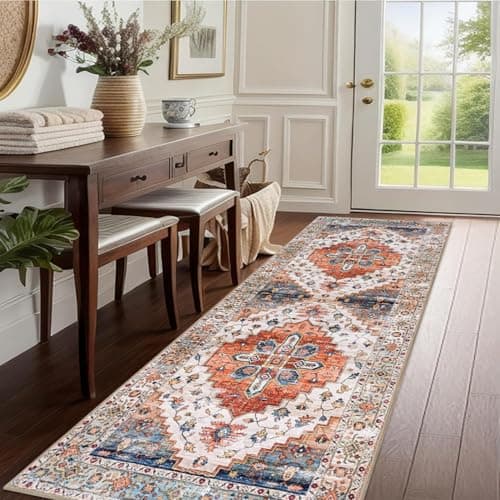 Hallway Runner Rug 2x6 Distressed Washable Vintage Kitchen Non Slip Bedroom Kitchen Laundry Room