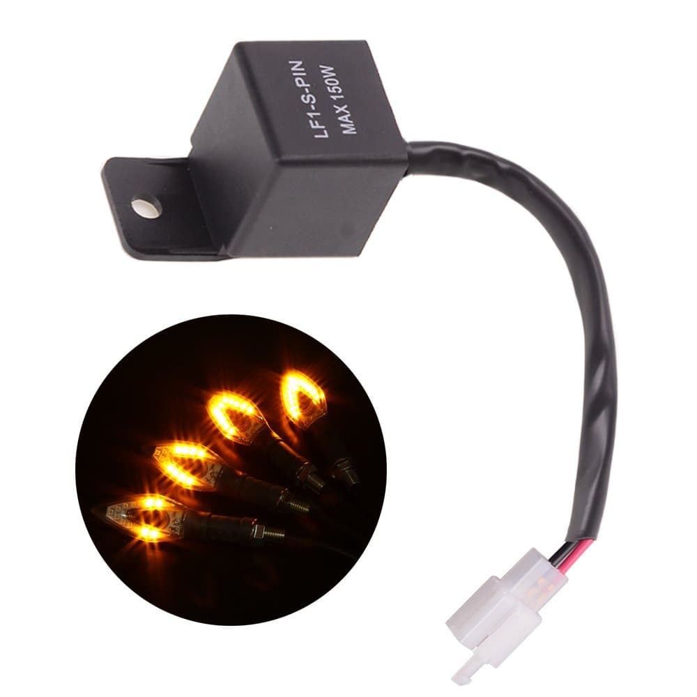 Evermotor Universal 2-Pin Electronic LED Flasher Relay FIX Motorcycle Turn Signal Bulbs Hyper Flash