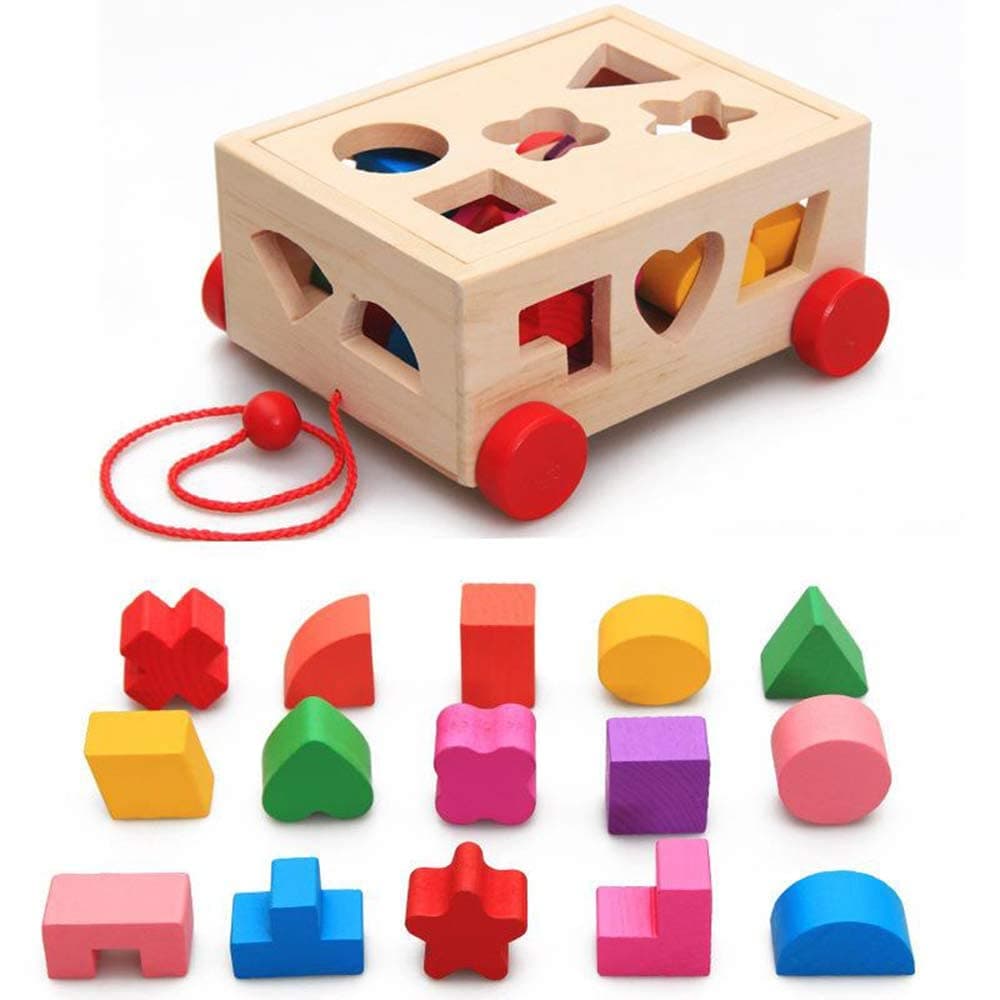 Baybee Wooden Stacking Puzzle Building Blocks for Kids, Intellectual Challenge Board Games for Kids, Brain Games for Kids, Wooden Toys for Kids, Preschool Kids Toys Puzzle Game (Pull Along Toy)