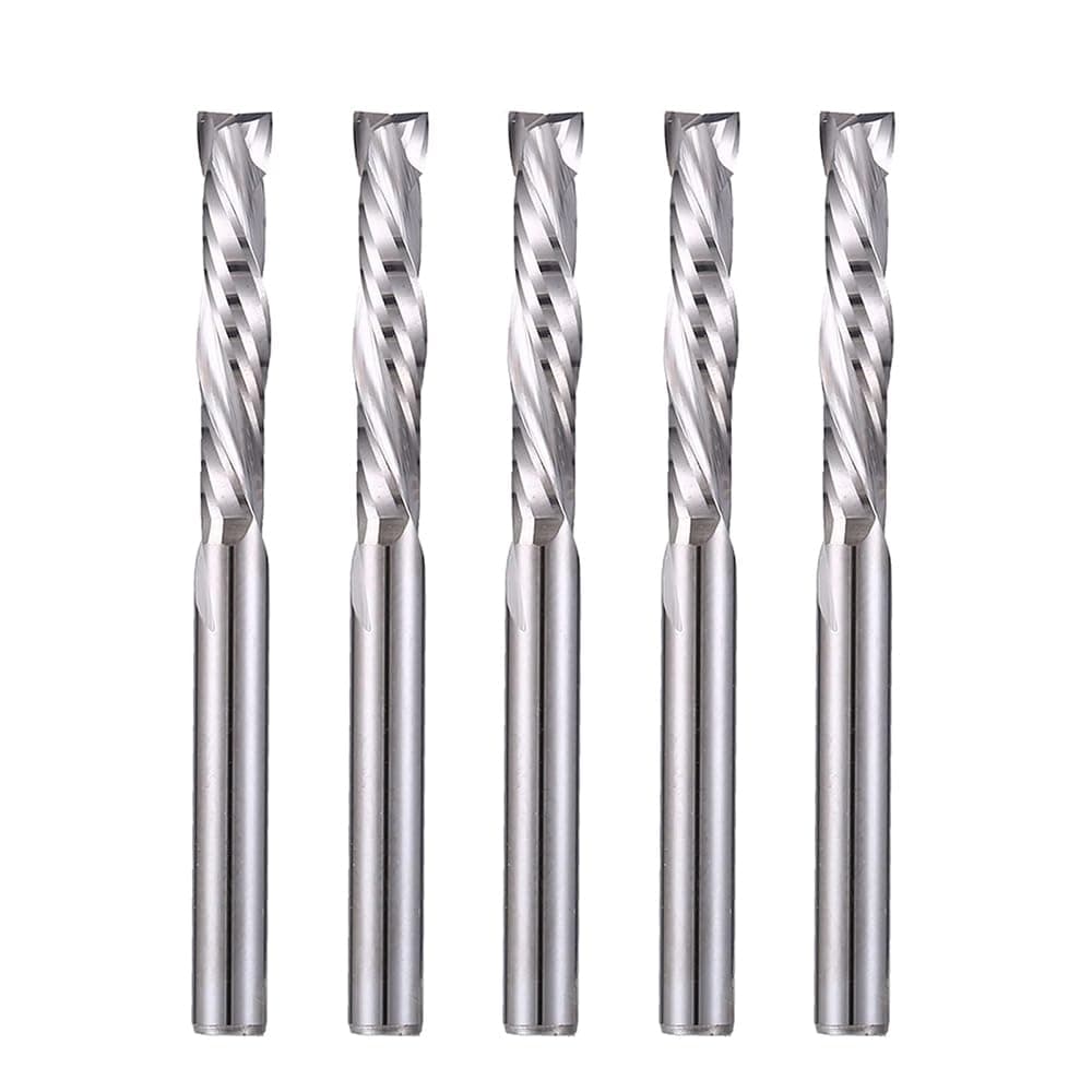 HOZLY 1/8 Inch Shank Carbide End Mills Up & Down Cut CNC Spiral Router Bits 2 Flutes Milling Cutter Compression Router Bit for Engraving Milling Woodworking Pack of 5