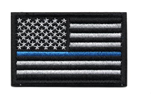 Thin Blue Line Tactical American Flag Patch Military Uniform Emblem with Hook and Loop (Black & White)