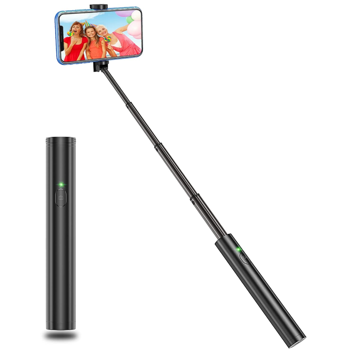Selfie Stick Bluetooth, Lightweight Aluminum All in One Extendable Selfie Sticks Compact Design for iPhone Xs/XS max/XR/X/8/8 Plus/7/6s/6/5, Galaxy S10/S9/S8/S7/S6/Note, Huawei, Nubia, More