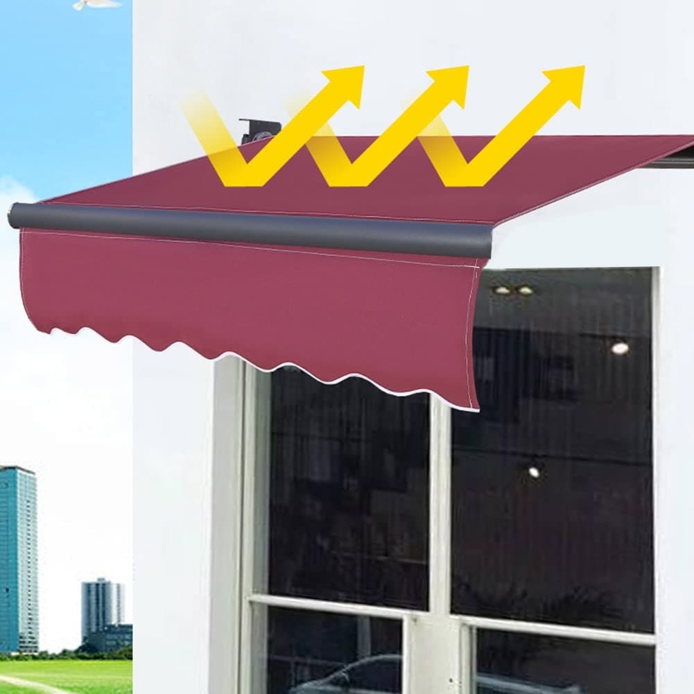 Retractable Patio Awning Replacement Fabric Cloth, Durable Exterior Sunshade Canopy Cloth, Waterproof Awning Cover Shelter For Yard, Deck, Balcony - UV Protection (Color : Rosso, Size : 4x3.5m)