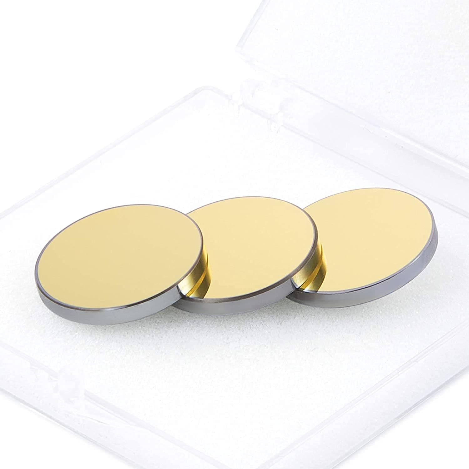 Laser Cutting Mirror Set, 25mm Gold Coated Silicon Replacement for CO2 Engraving Machines, 3mm High Transmittance Si Mirrors for 50W to 200W Engravers, Set of 3