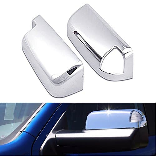 EZ MOTORING 2x Top Half Chrome Mirror Cover For 10-18 Doge Ram 1500/2500/3500 Towing Mirror With Turn Signal