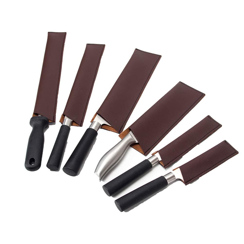 Hersent Knife Sheath, Guard, Sleeve, Holder, Cover, Protector, Set of 6 (Brown)