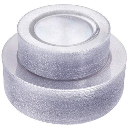 IOOOOO 102 Pieces Sliver Plastic Plates, Silver Glitter Disposable Plates, Made of Hard Plastic,includes: 51 Dinner Plates 10.25" and 51 Dessert Plates 7.5"