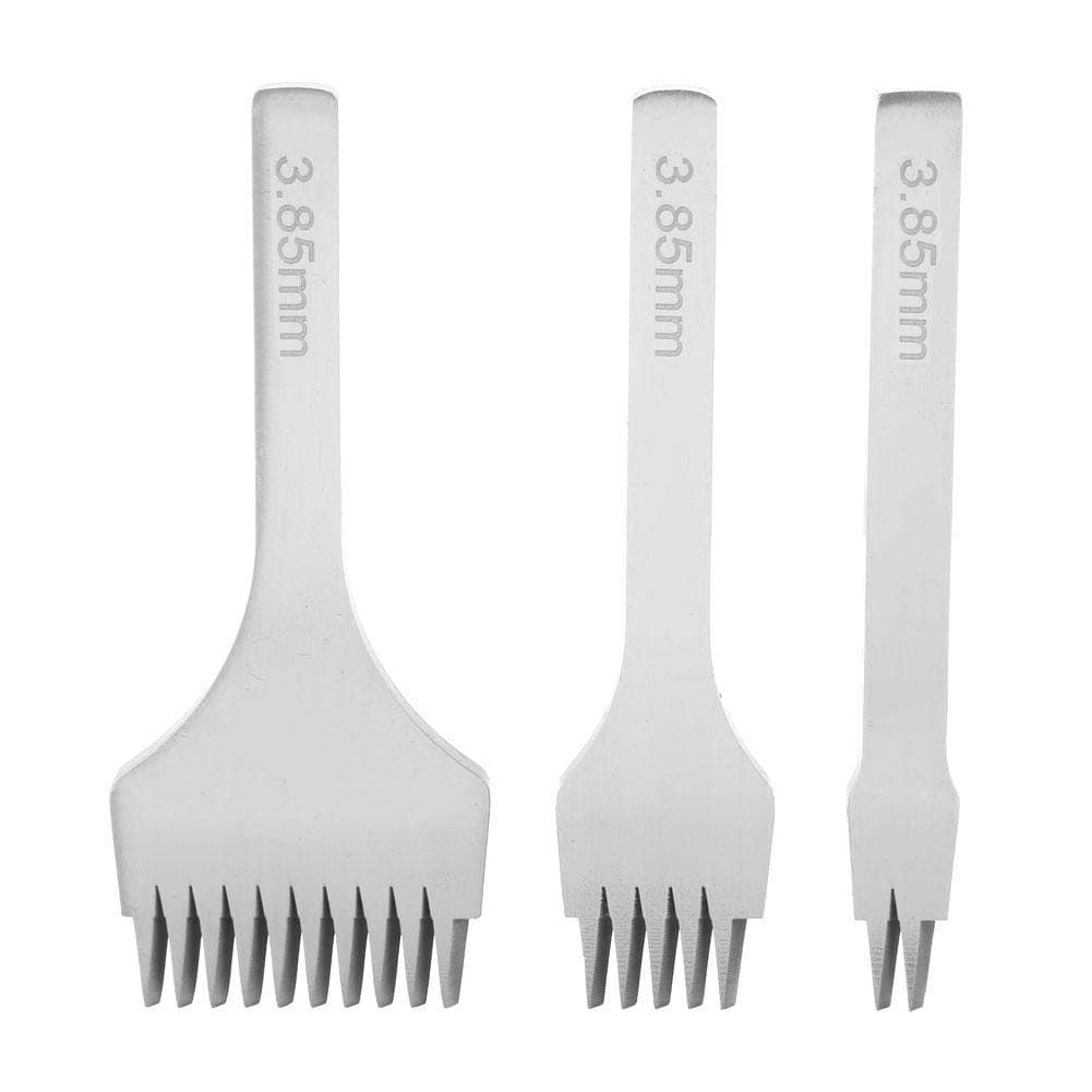 Sheens Punch Prong Tool, Professional Leather Craft 2/5/10 Prong French Angled Chisel Leather Craft Tools Hole Punches Lacing Stitching Perforate(3.85mm)