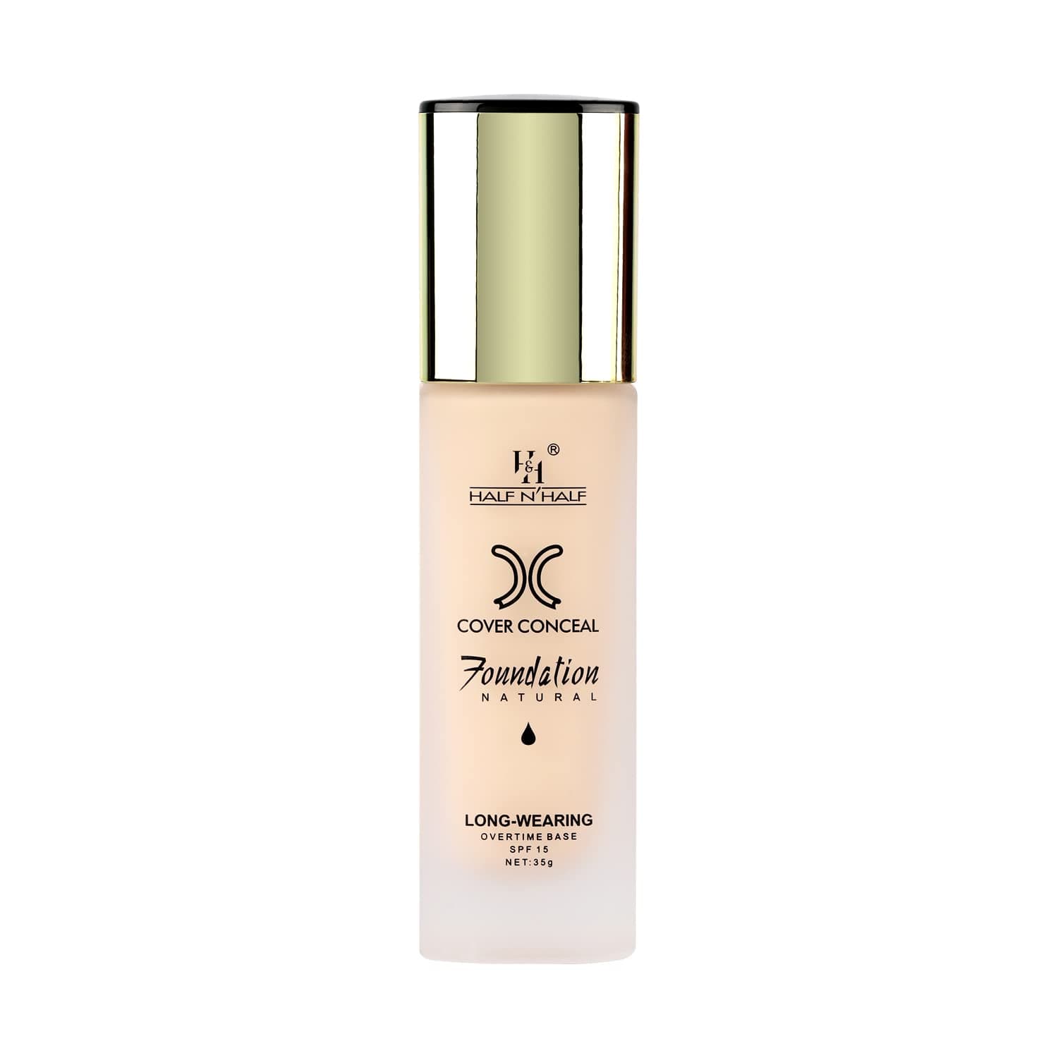H & H HALF N HALF Cover Concealer Foundation Natural Longwearing Overtime Base SPF 15, Fair (35g)