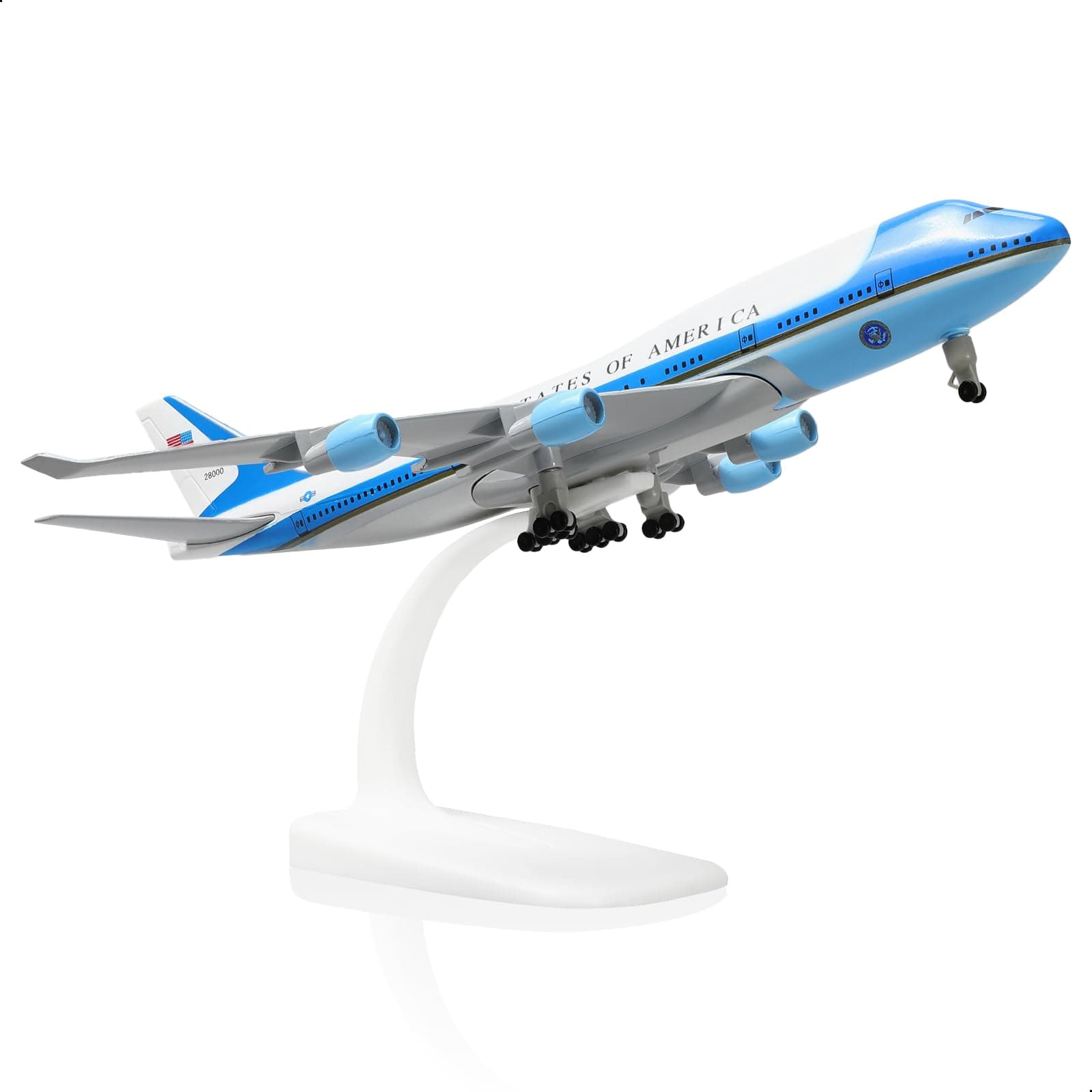 747 Air Force One Model Airplane - 1/300 Scale Boeing 747 VC-25A Diecast Metal Airplane Model Kit with Stand, Aviation Military Aircraft Model Ideal for Gift, Display Collection, Desk