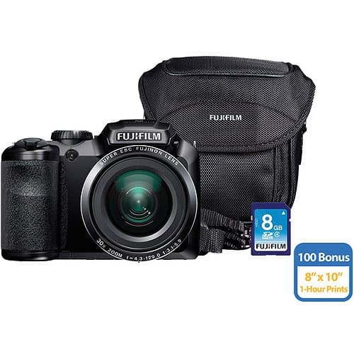 Fuji FinePix S4830 Digital Camera with 16 Megapixels and 30x Optical Zoom, Includes Bag, 8GB SD Card, 100 Bonus Prints and an 8x10 Mounted Photo