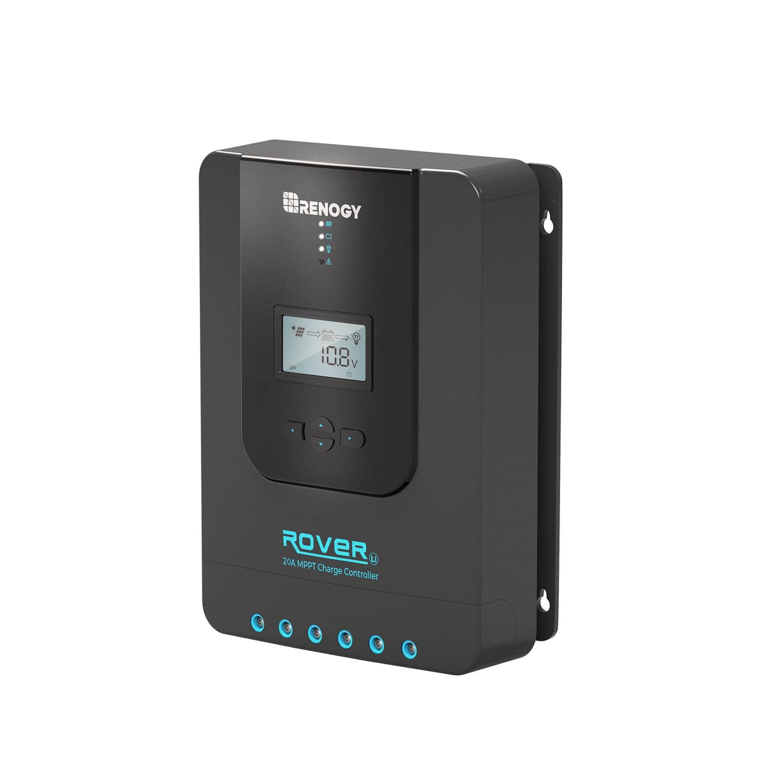 Renogy Solar Charge Controller Rover 20A 12V24V Auto DC Input MPPT Charge Controllers for Solar Panels Adjustable LCD for Gel Sealed Flooded Lithium Batteries