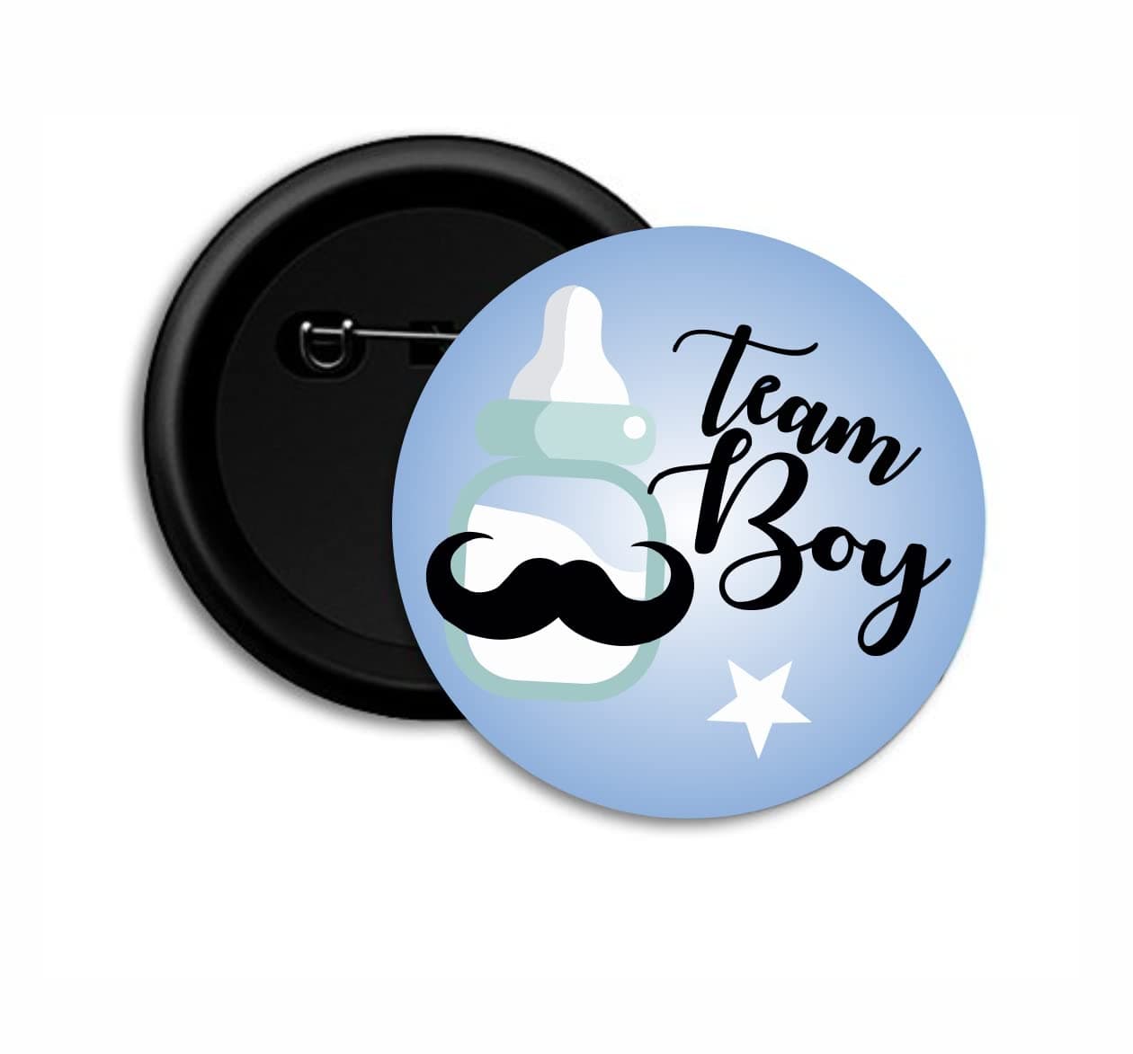 Printing Solutions Baby Shower Button Badges Team Boy (Pack Of 10), Blue