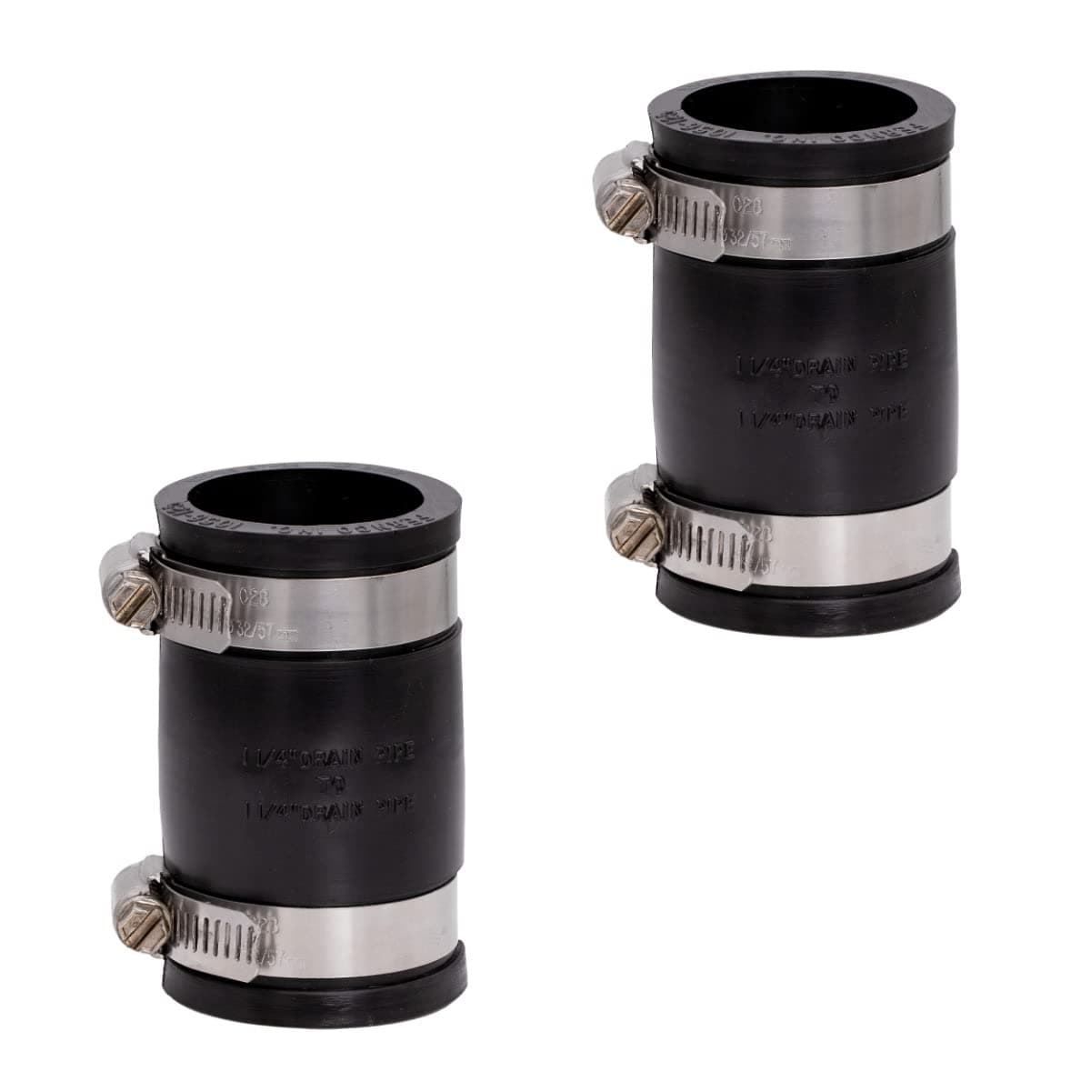 2-Pack 1056-125 1-1/4-in. Flexible PVC Pipe Coupling for Cast Iron and Plastic Plumbing Connections in Black