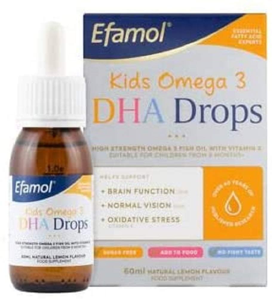 Kids Omega 3 DHA Drops | Brain Support Supplement for Kids | Sugar Free Omega 3 Liquid with Lemon Flavour | 6 Months+