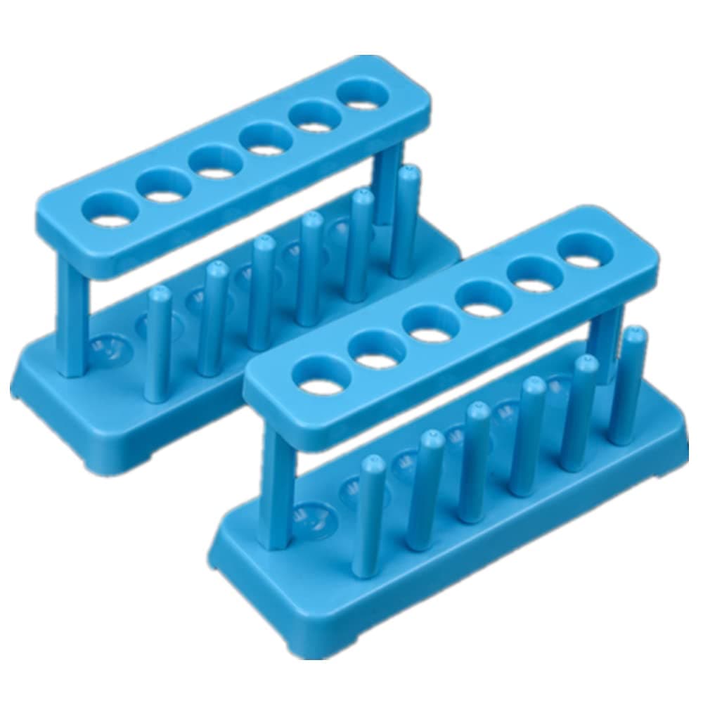 2 Pcs Test Tube Stand Holders 6 Holes 6 Column Plastic Test Tube Racks Portable Test Tube Racks for Laboratory School Home (Blue PP)