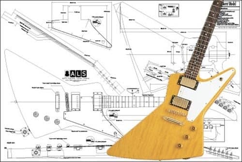 Plan of Explorer Electric Guitar - Full Scale Print