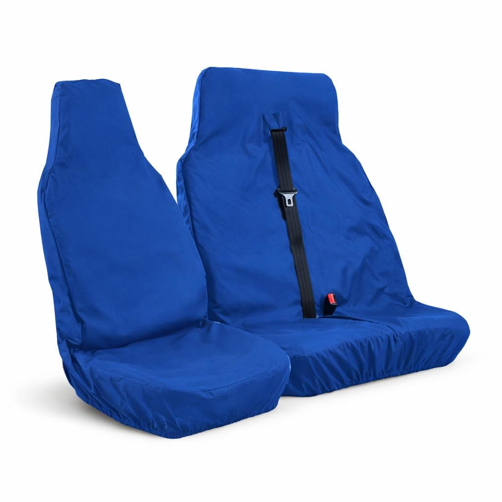 Xtra Heavy Duty Rugged Waterproof Van Seat Covers Set - Universal Fit Single + Double Bench, Van Accessories, Hardwearing Seat Protector, Blue
