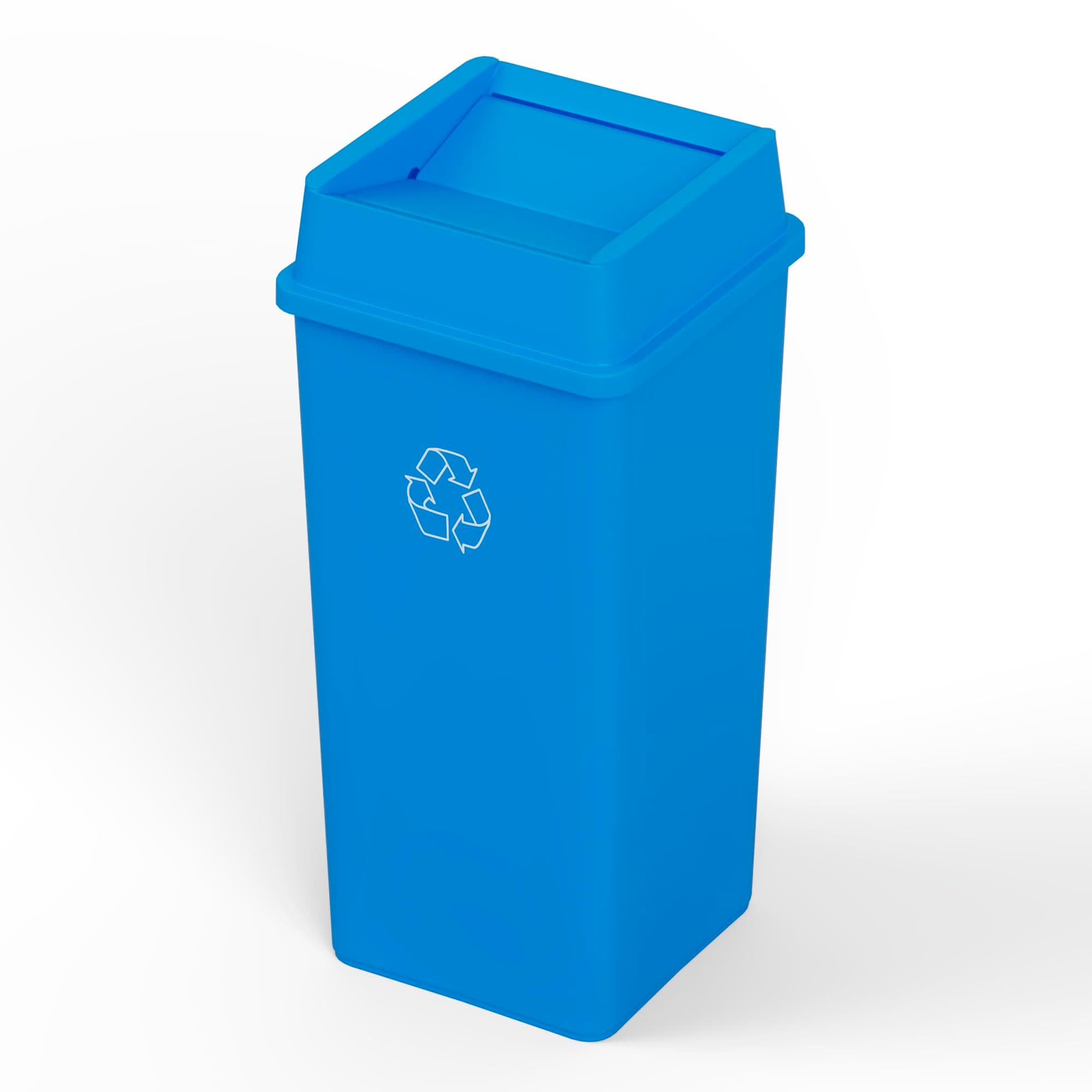 50 Gallon Blue Square Commercial Trash Garbage Can with Lid | Outdoor Office Restaurant School Kitchen