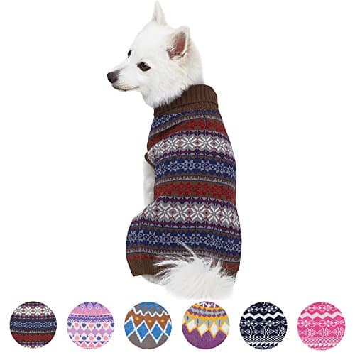 Blueberry Pet Dark Tone Cool Winter Bloom Designer Pullover Dog Sweater in Cocoa Brown, Back Length 10", Pack of 1 Clothes for Dogs