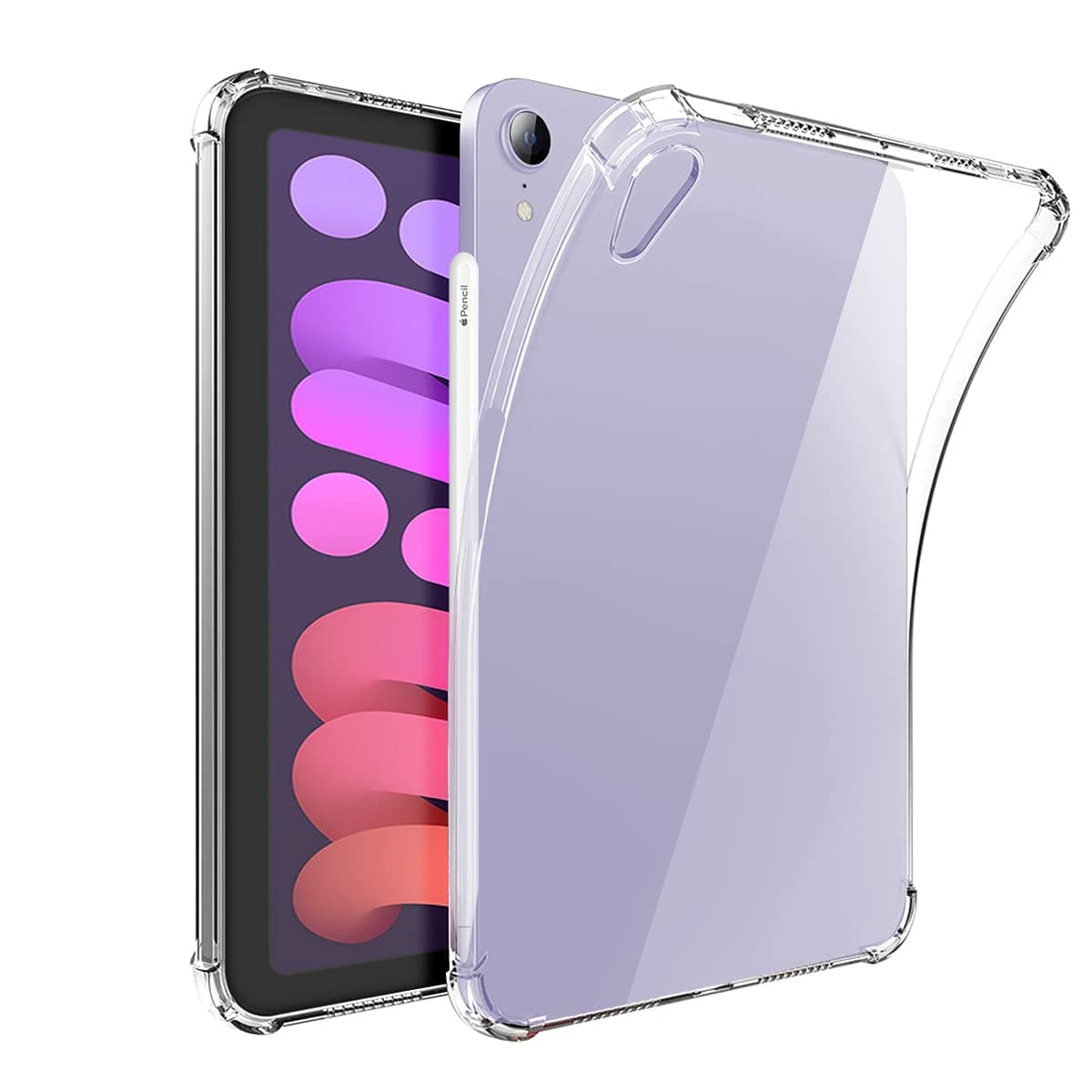 Clear Case for iPad Mini 6 (8.3 inch, 2021) with Pencil Holder, Supports 2nd Gen Apple Pencil Charging, Ultra Slim, Lightweight, Soft TPU Back Cover Skin for iPad Mini 6th Generation