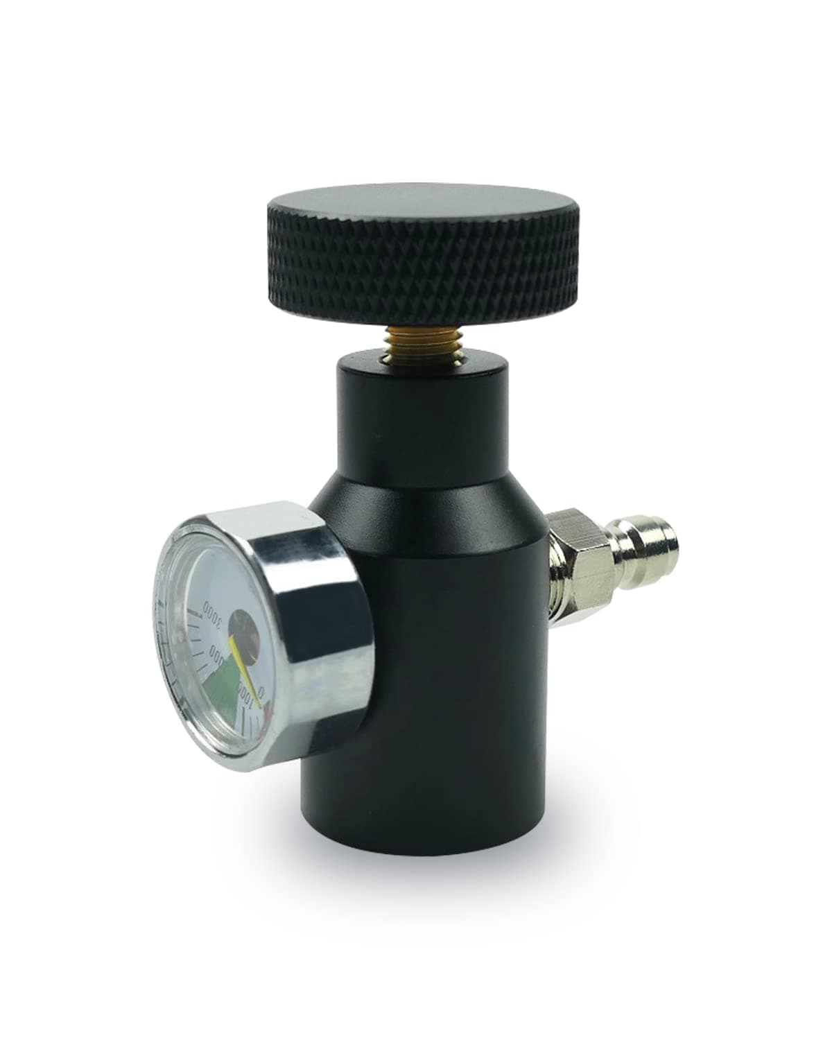 Paintball Co2 Tank Adapter Compressed Air Fill Station Remote Switch ASA Adapter with 3000psi Gauge Black