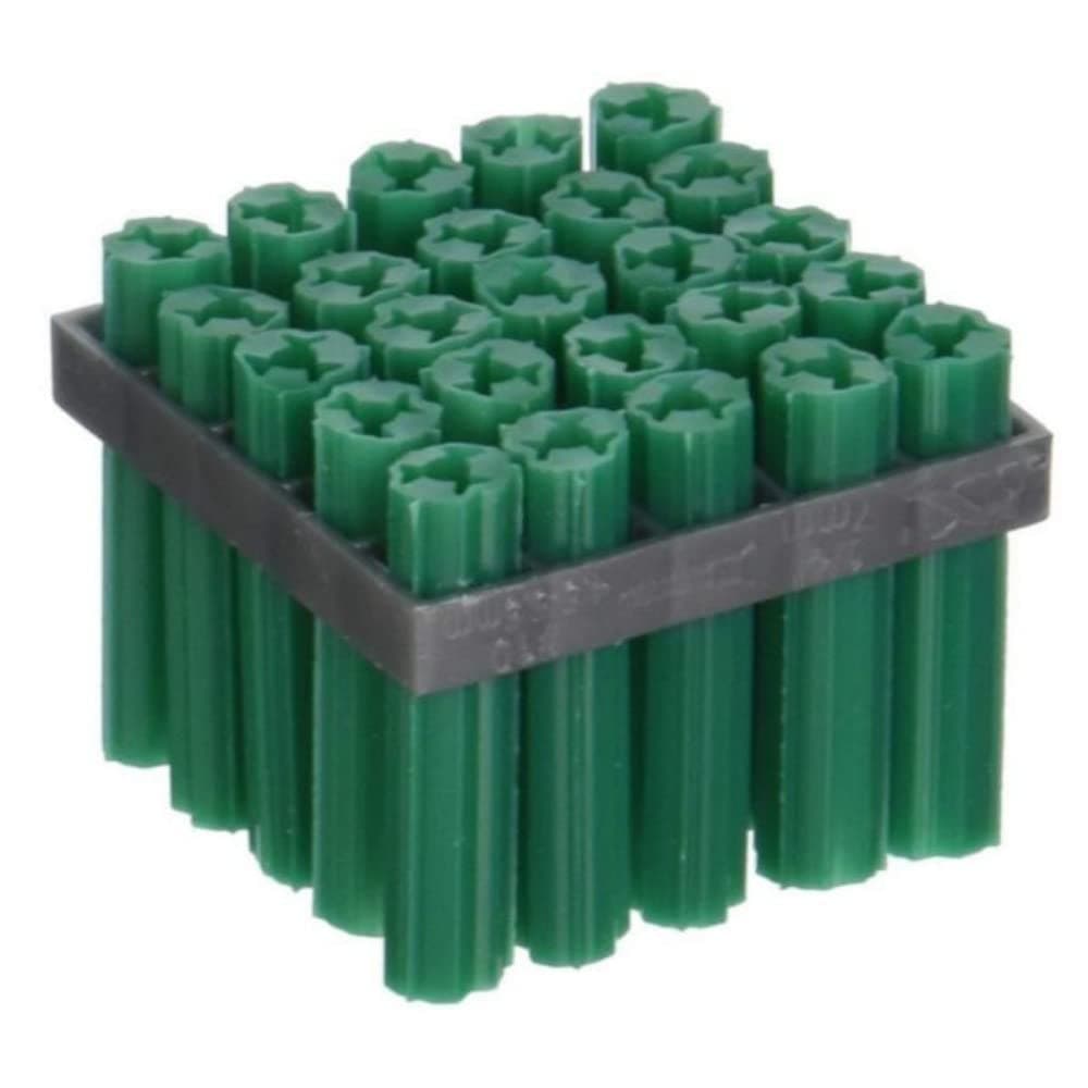 Green Expanded Plug 7 X 1" 25mm. 25pcs pack. The fisher expansion plug is the first choice when fixing, for example, lighting, lasts, bath and toilet installations.