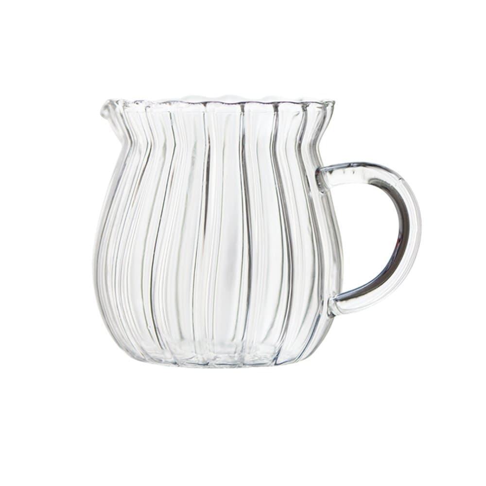 CHOOLD Creative Embossed Stripe Clear Crystal Glass Creamer Pitcher/Serving Pitcher/Sauce Pitcher/Milk Coffee Creamer Jug for Kitchen(4/5.5/9/12oz)