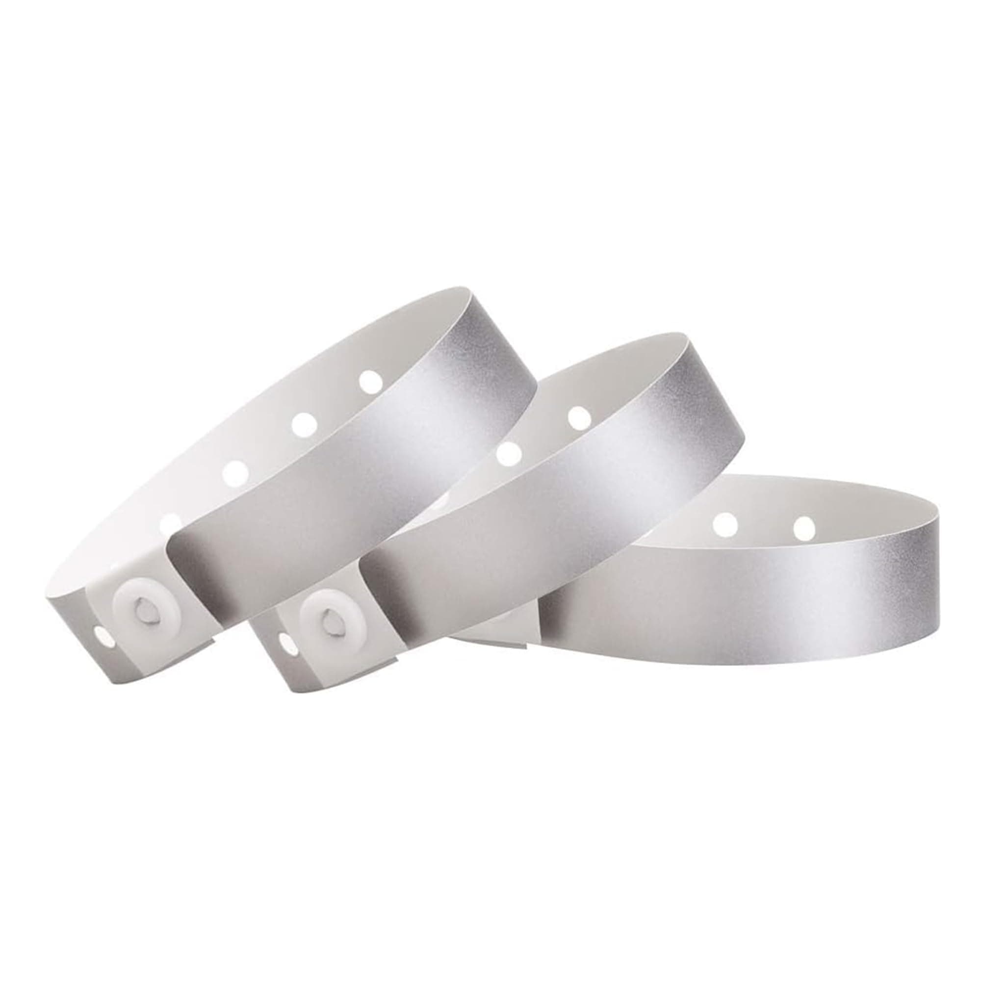 500 WristCo Silver Plastic Wristbands for Events – Extended Wear, Secure Snap Prevents Reuse – Premium-Grade Bracelets for Hospital & Medical ID, Party & VIP Identification