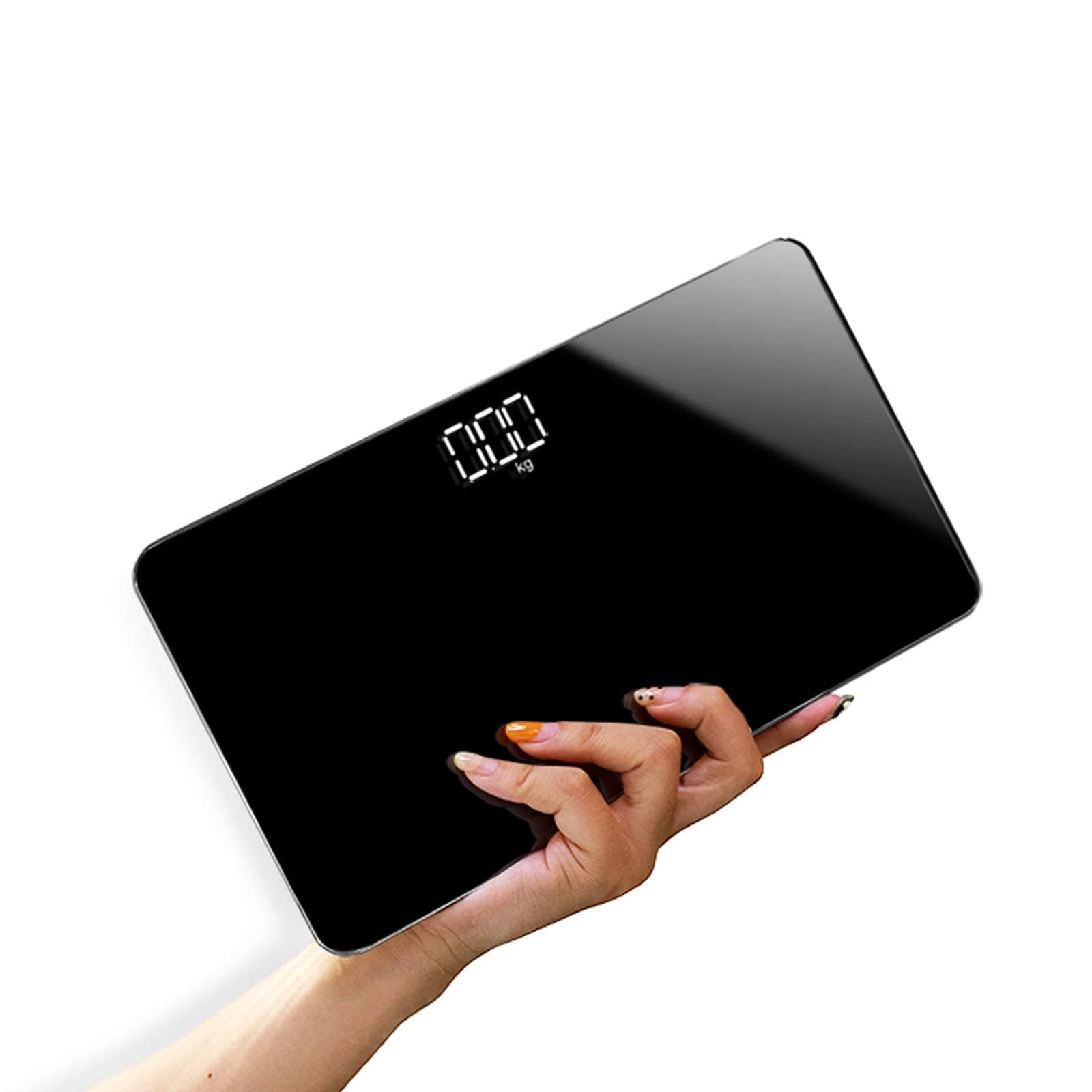 Mini Travel Bathroom Scale, LCD Hidden Screen USB Charging Mirror Scales, Portable Body Digital Weight Scale, Travel Scale for Body Weight Room Temperature Measurable (Black)