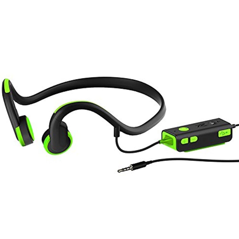 Open Ear Bone Conduction Headphones Cheek Bone Over The Ear Headset Sweatproof Noise Reduction Earphones Earpieces with Mic for iPhone Android MP3 MP4, Perfect for Cycling Running Gym Driving, Green