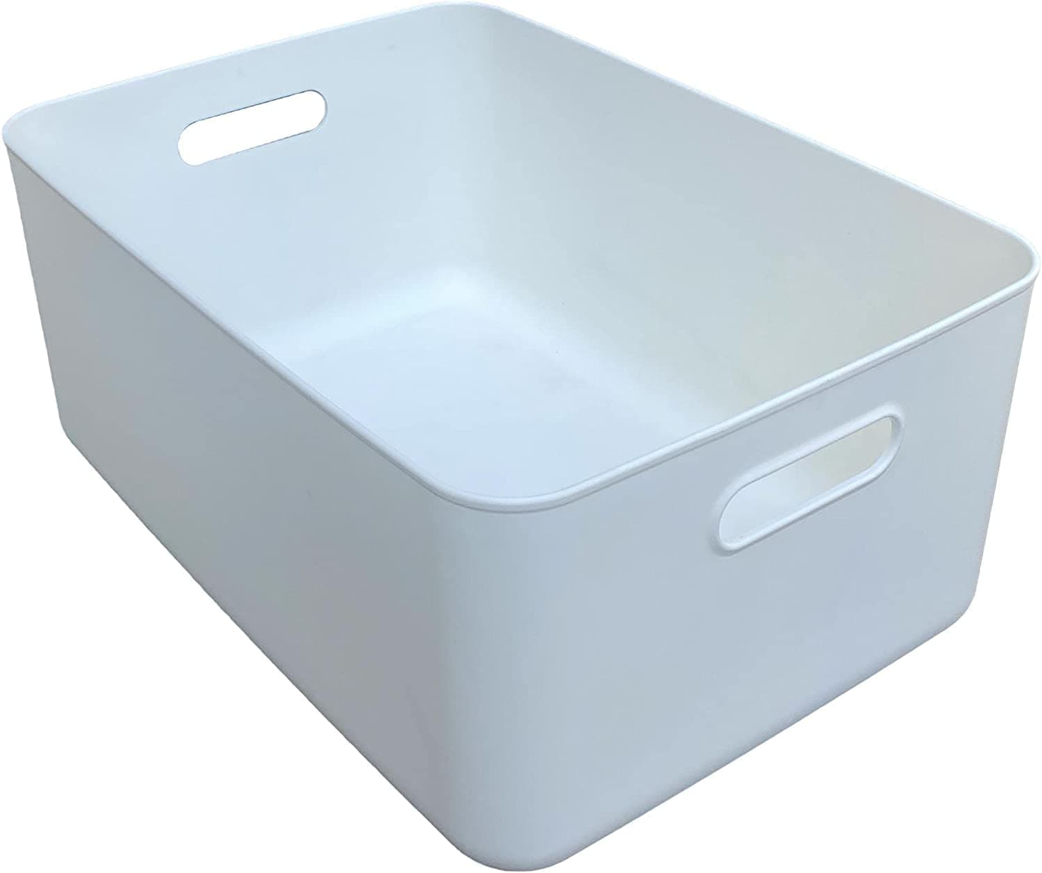 White Box Basket Bin Storage Organizer for Pantry Cupboard (Large)