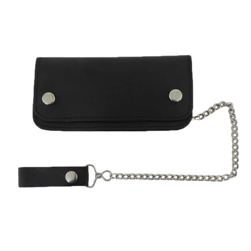 Biker Geniune Leather Black 8" Chain Wallet
