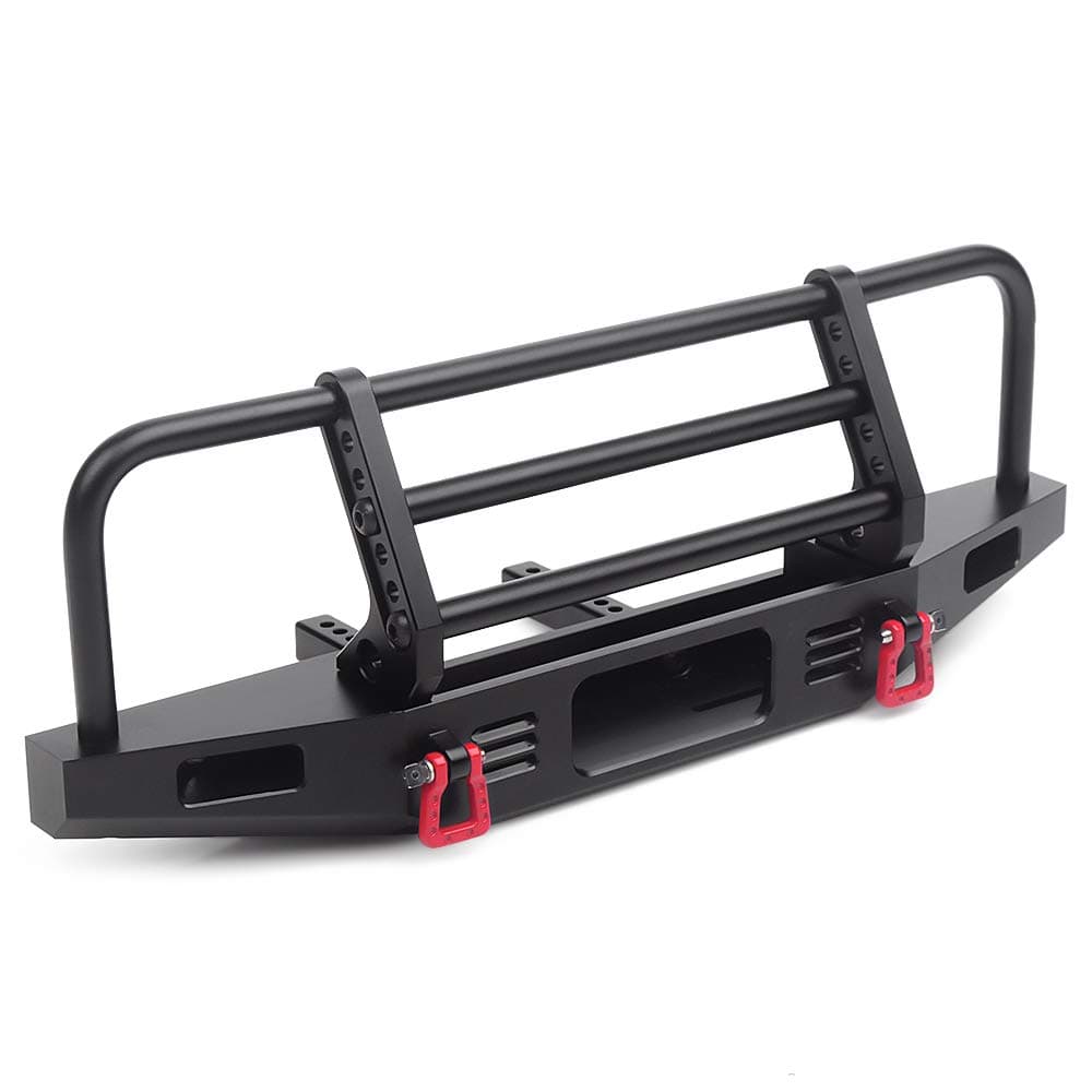 Adjustable Metal Front Bumper for 1/10 RC Crawler Traxxas TRX4 Defender Axial SCX10 SCX10 II 90046 90047 (Black)