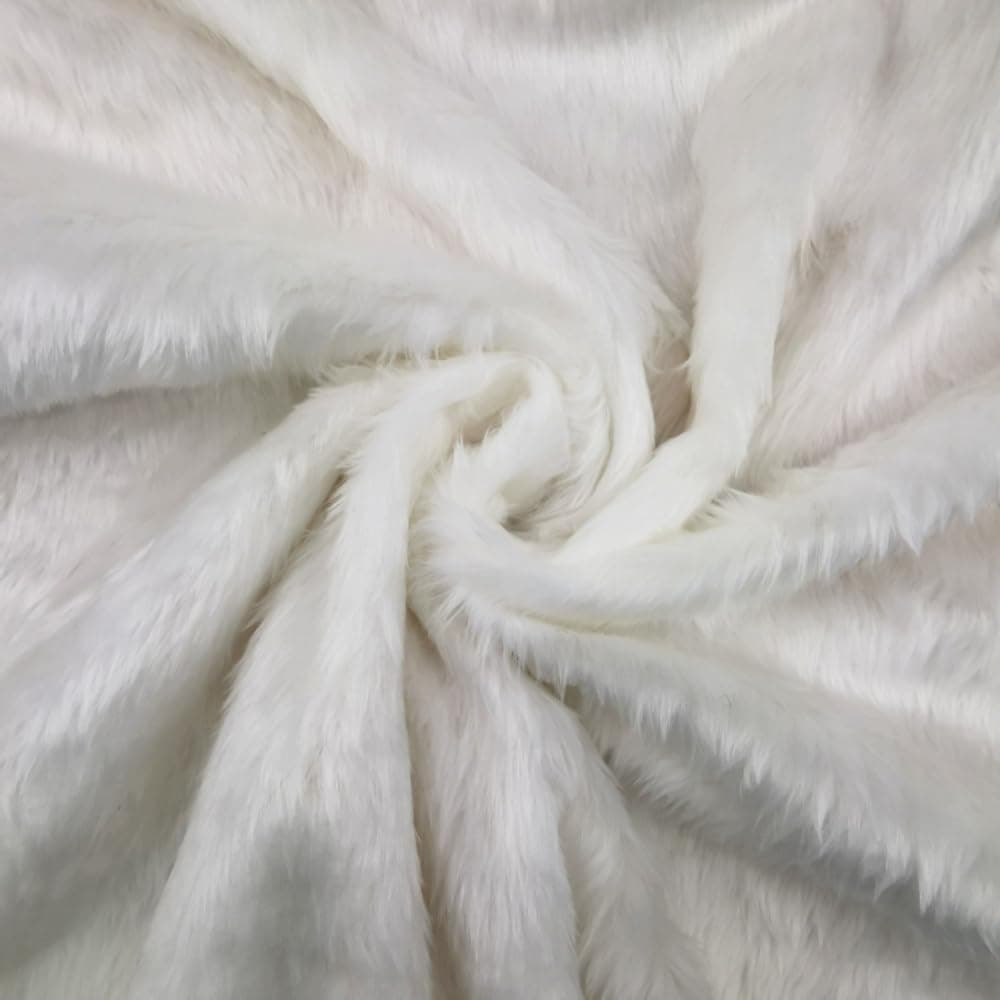 CRS Fur Fabrics Plain Fun Faux Material BRIGHT WHITE