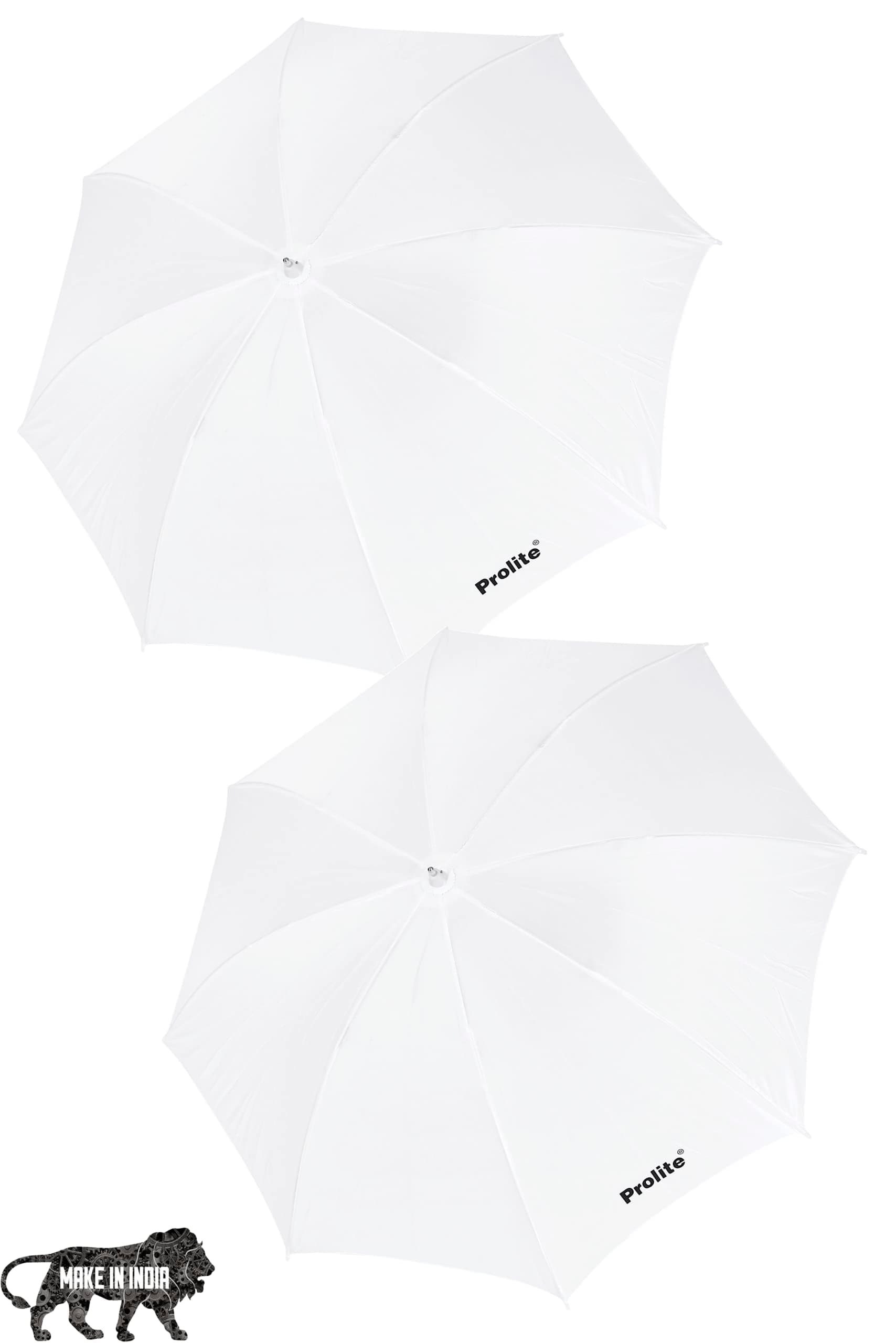 Prolite White Umbrella Diffuser (36-inch) for Photo & Video | Metal Body | for Studio Photography Speedlite Flash, Umbrella Clamps, Continuous Light (Sungun, Porta) Videography (White, Pack of 2)
